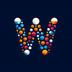 Poster - AI Generate of Logo Letter W created using random color dots
