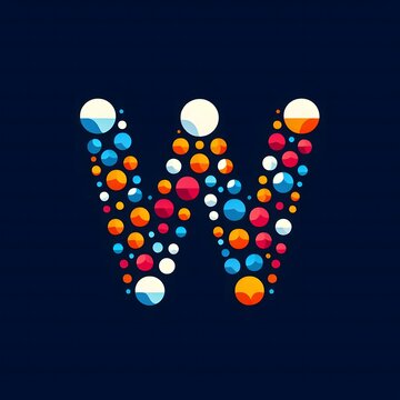 AI Generate of Logo Letter W created using random color dots
