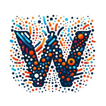 AI Generate of Logo Letter W created using random color dots