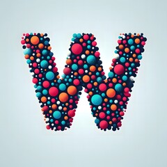Poster - AI Generate of Logo Letter W created using random color dots