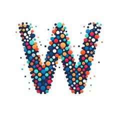 Poster - AI Generate of Logo Letter W created using random color dots