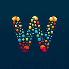 Poster - AI Generate of Logo Letter W created using random color dots