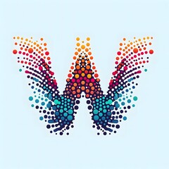 Poster - AI Generate of Logo Letter W created using random color dots