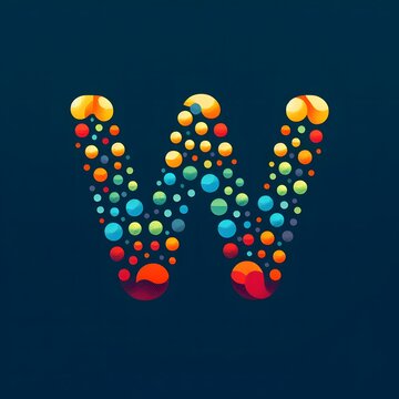 AI Generate of Logo Letter W created using random color dots