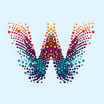 AI Generate of Logo Letter W created using random color dots