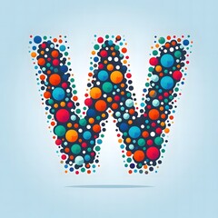 Poster - AI Generate of Logo Letter W created using random color dots