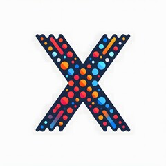 Poster - AI Generate of Logo Letter X created using random color dots