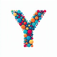 Poster - AI Generate of Logo Letter Y created using random color dots