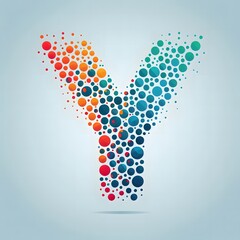 Poster - AI Generate of Logo Letter Y created using random color dots
