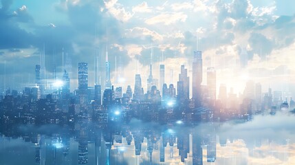 Poster - Futuristic Cityscape with Reflection