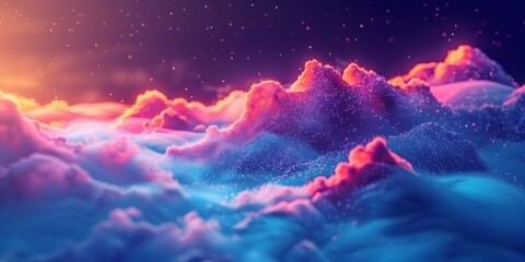 Poster - Mesmerizing Cosmic Data Cloud Computing Psychedelic Dreamscape with Vibrant Celestial Atmosphere