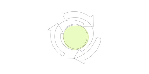 Aufkleber - Recycle symbol. Continuous line art drawing. Ecology and Environment concept.  Line art vector illustration.