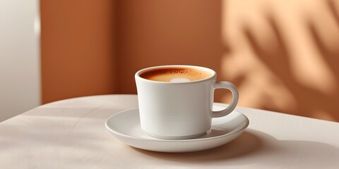 Canvas Print - Elegant Espresso in a Classic White Porcelain Cup with Smooth Dark Crema