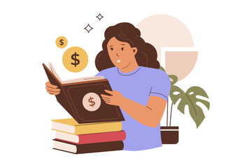 Financial literacy illustration concept. Illustrations for websites, landing pages, mobile applications, posters and banners. Trendy flat vector illustration