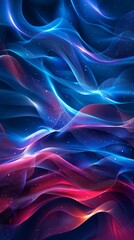 Wall Mural - Abstract Colorful Wave Pattern with Blue and Red Light Streaks in a Dynamic Flow