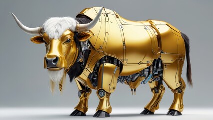 Canvas Print - Golden Robotic Bull.