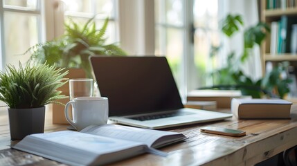 Poster - Serene Home Office with Financial Planning Essentials for Personal Money Management