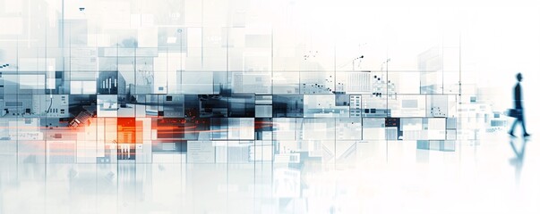 Poster - A dynamic digital collage showing the evolution of business from traditional to modern times