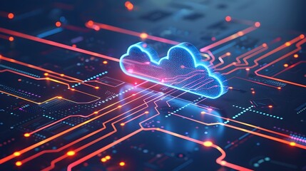 Poster - detailed flowchart illustrating cloud process and benefits of cloud computing infrastructure
