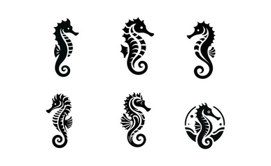 seahorse logo icon design illustration