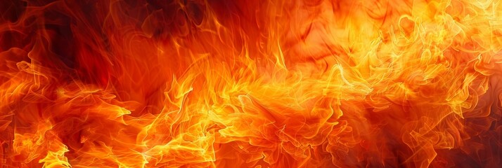 Poster - A close-up image of flames, with intense orange and yellow hues blending into rich reds at the top