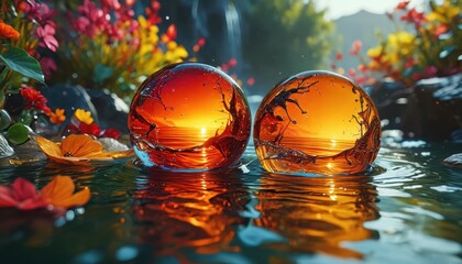 Sticker - Sunset Reflections in Water Orbs.