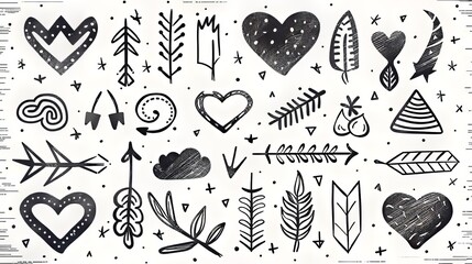 Poster - Hand drawn rustic boho elements collection