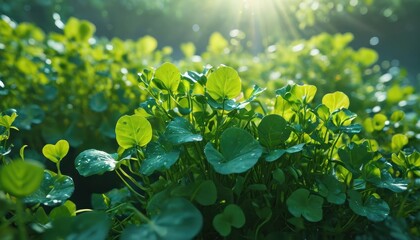 Canvas Print - Green Leaves and Sunlight.