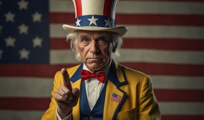 Wall Mural - uncle sam with yellow clothes. points his finger at you	