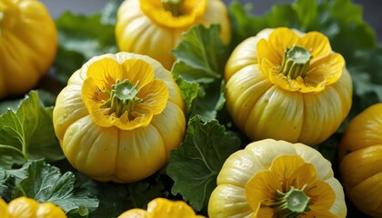 Canvas Print - Closeup of Yellow Squash Blossoms.