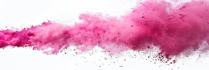 Poster - A burst of pink powder explodes across a white backdrop, creating a dynamic and colorful design