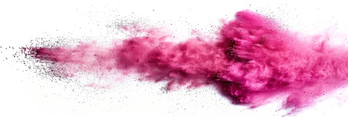 Poster - A burst of vibrant pink powder explodes against a clean white background
