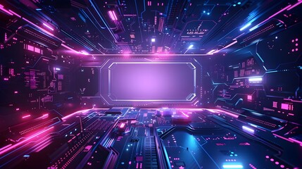 Poster - Futuristic High Tech Digital Frame with Sleek Background and Copy Space