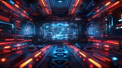 Poster - Futuristic High Tech Digital Frame with Sleek Background and Copy Space