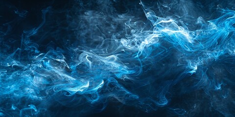 Canvas Print - Ethereal blue fumes on dark surface with fragrant plumes.