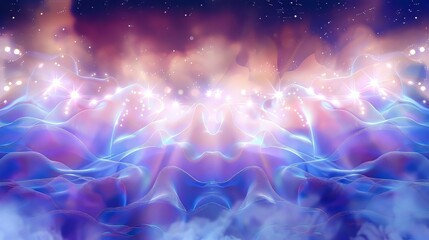 Sticker - Dreamy pink blue ethereal flowing energy waves with glowing lights