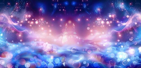 Poster - Dreamy and colorful lights and bubbles in motion