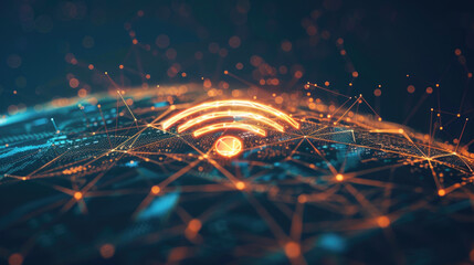 Abstract Wireless Network Background with Prominent Wifi Symbol