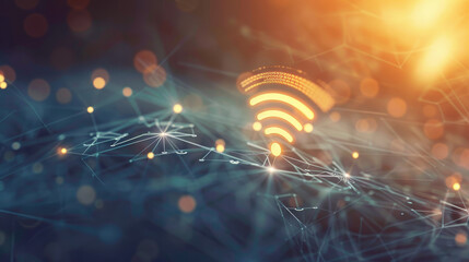 Abstract Wireless Network Background with Prominent Wifi Symbol