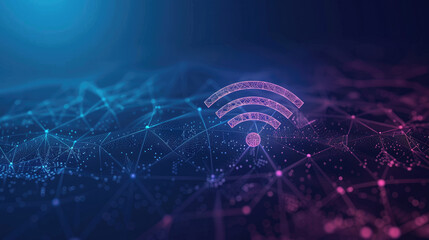 Abstract Wireless Network Background with Prominent Wifi Symbol