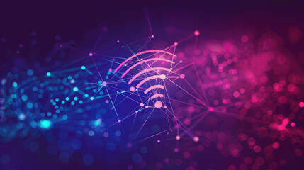 Abstract Wireless Network Background with Prominent Wifi Symbol