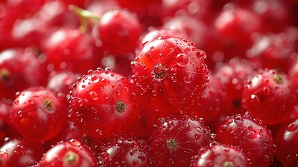 Wall Mural -   A cherry shot, adorned with droplets on top and below