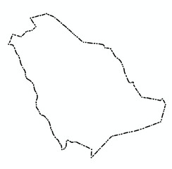 Sticker - Doodle freehand dash line drawing of Saudi Arabia map.