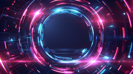 Poster - futuristic holographic frame with sleek background and glowing energy concept