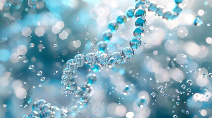 Poster - Cosmetic Essence, Liquid bubble, Molecule inside Liquid Bubble on DNA water splash background