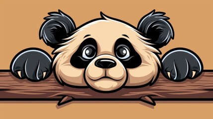 Wall Mural - Adorable handdrawn panda design  perfect for kids tshirts