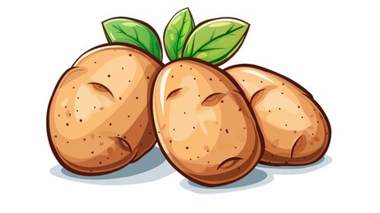 Wall Mural - Simple sketch illustration of a potato on a white background. Minimalist and charming design.