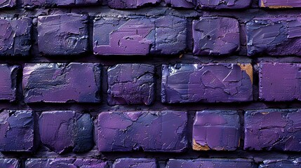 Wall Mural -   A detailed image of a purple brick wall with peeling paint on both sides