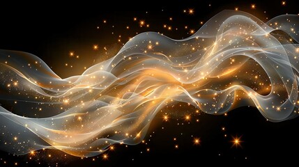 Poster -  a white and gold sparkling wave on a black background
