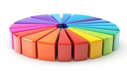 Poster - 3D financial pie chart clipart, investment analysis, multicolored segments, isolated on white background